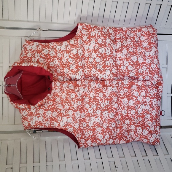 American Eagle Outfitters bright orange and floral reversible woman vest M - Picture 4 of 5